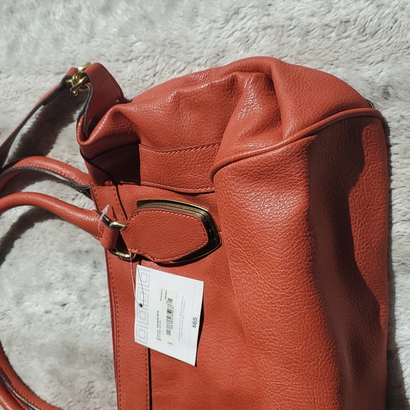 Liz Claiborne LC Honey Satchel Bag Brownish Carnation Red Faux Leather Purse NWT - Picture 3 of 7